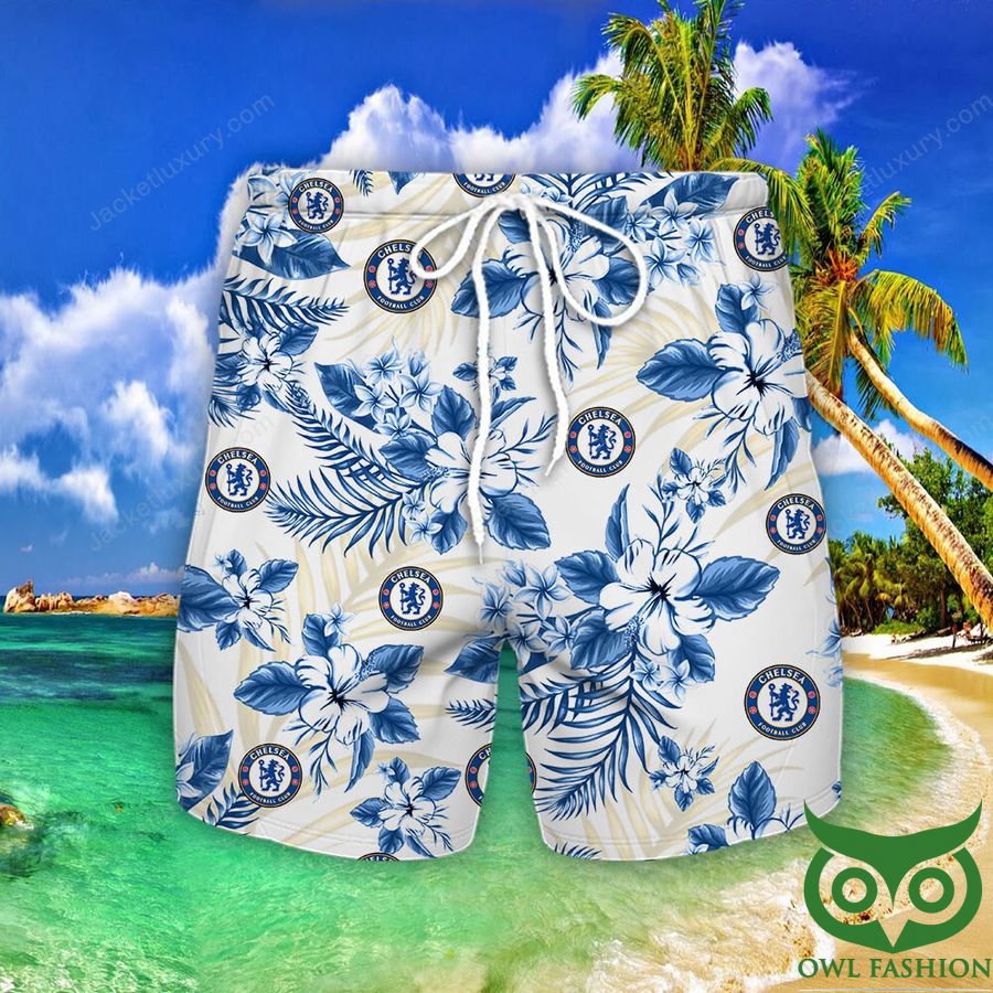31 Chelsea F.C. White and Blue Hawaiian Shirt