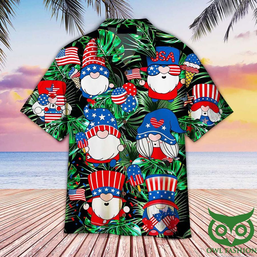 38 4th Of July Happy Independence Day Gnomes Dancing Hawaiian Shirt