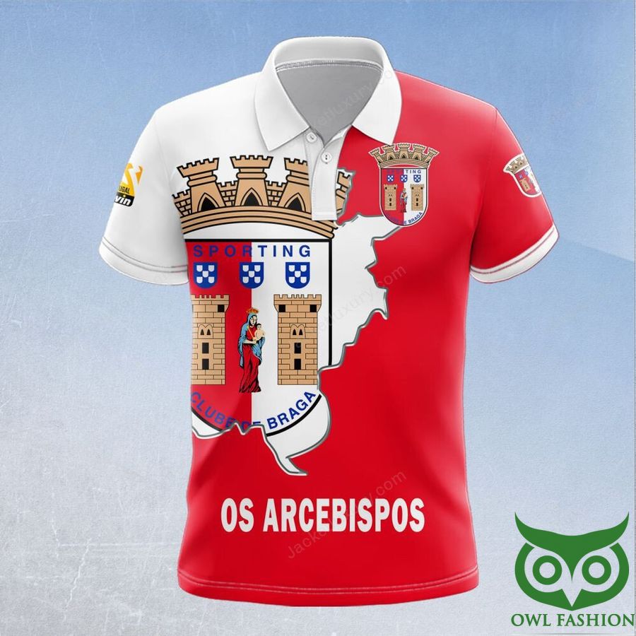 46 SC Braga White and Red 3D Polo Jersey