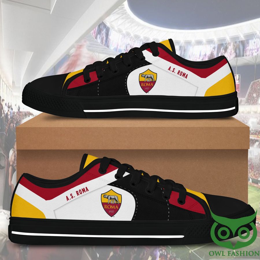 12 A.S. Roma Black White Low Top Shoes For Fans