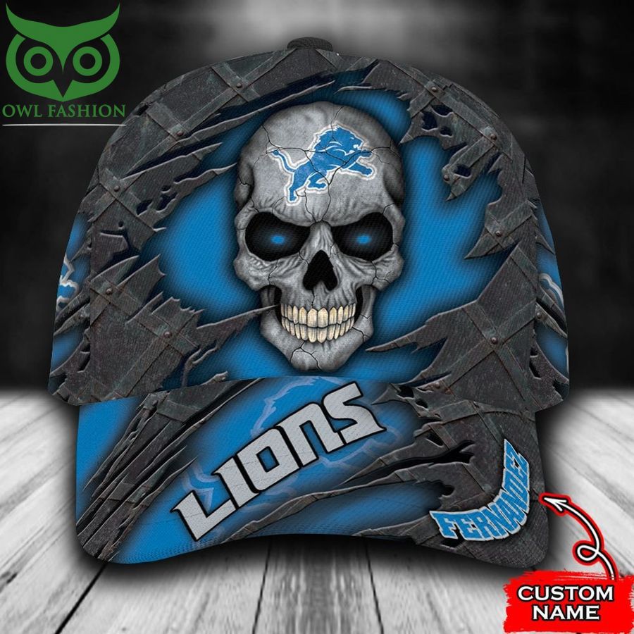 6 Detroit Lions Classic Cap Skull Blue NFL Custom Name