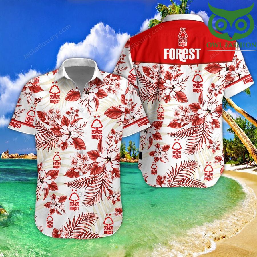 Nottingham Forest F.C  tropical flower red Hawaiian shirt