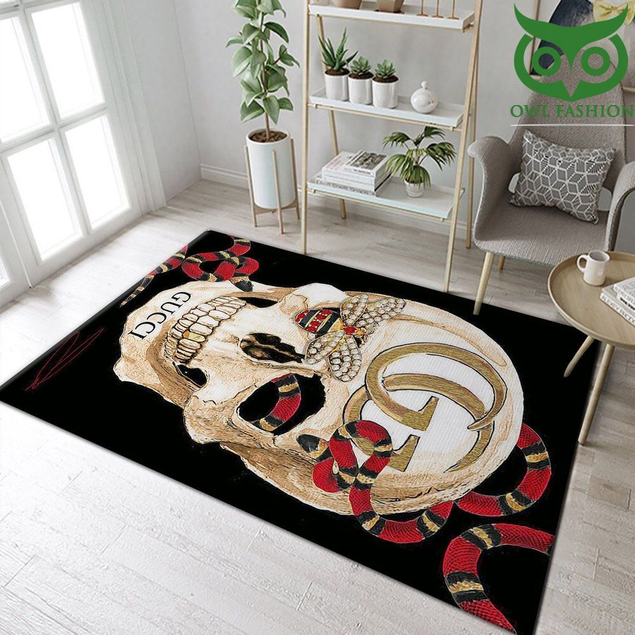 2 Gucci Area Rug Living Room Carpet red snake on skull Christmas Gift Floor Decor The US Decor