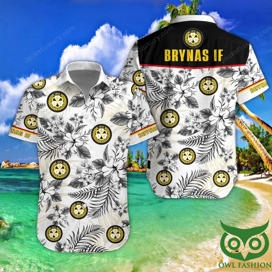 27 Brynas IF Gray Flowers White Hawaiian Shirt