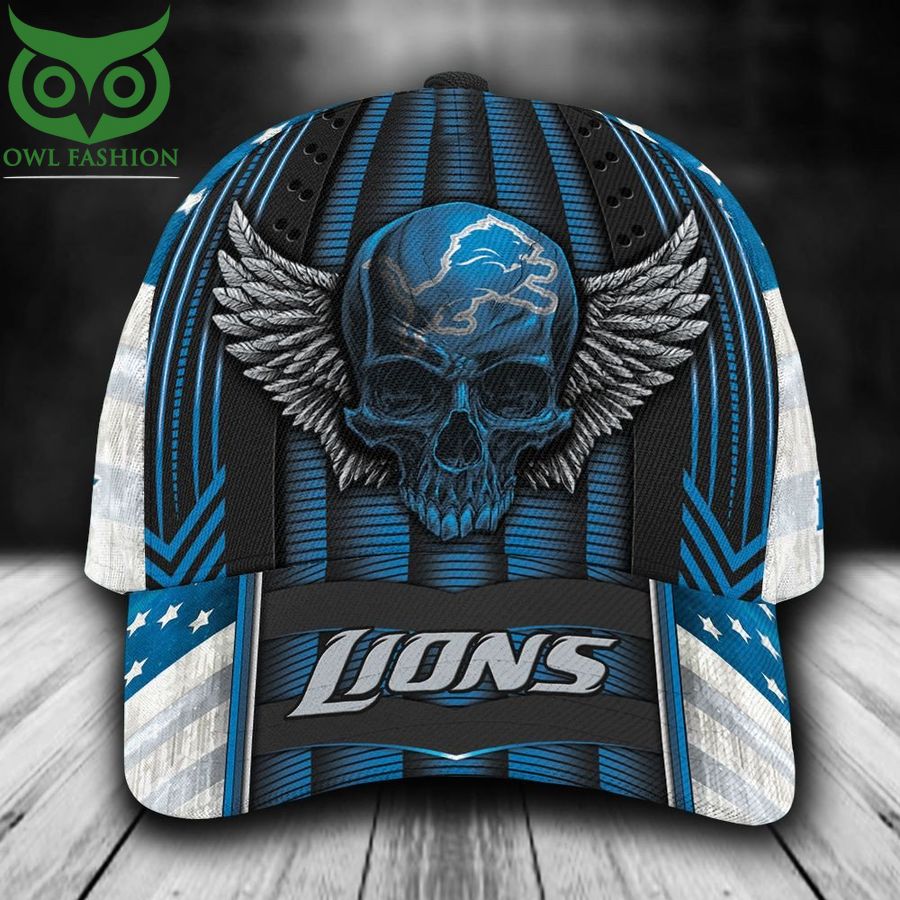 4 Detroit Lions Classic Cap Luxury Skull NFL Custom Name