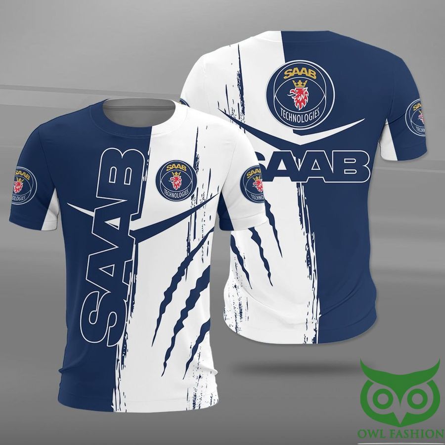 AbW9OUHF 87 Saab Automobile Logo Dark Blue and White 3D Shirt