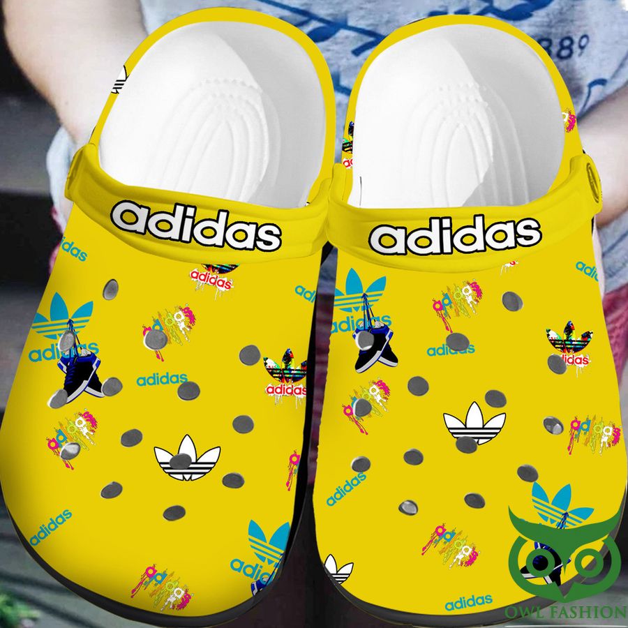 13 Adidas Colorful Logo Shoes White Crocs
