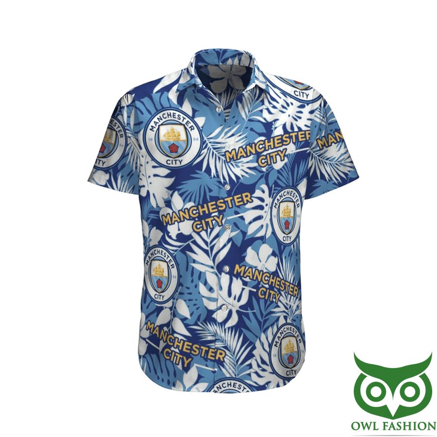10 Manchester City White Blue Hawaiian Shirt