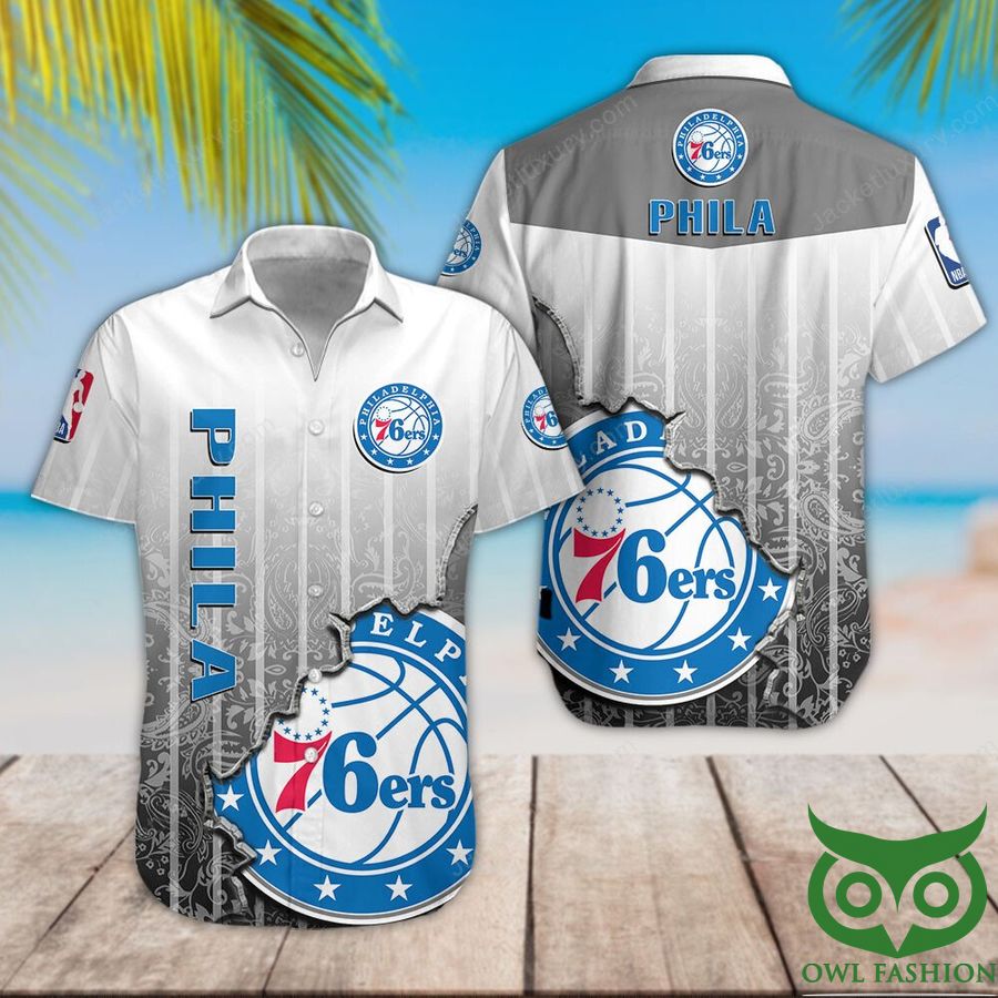 17 Philadelphia 76ers Gray Hawaiian Shirt