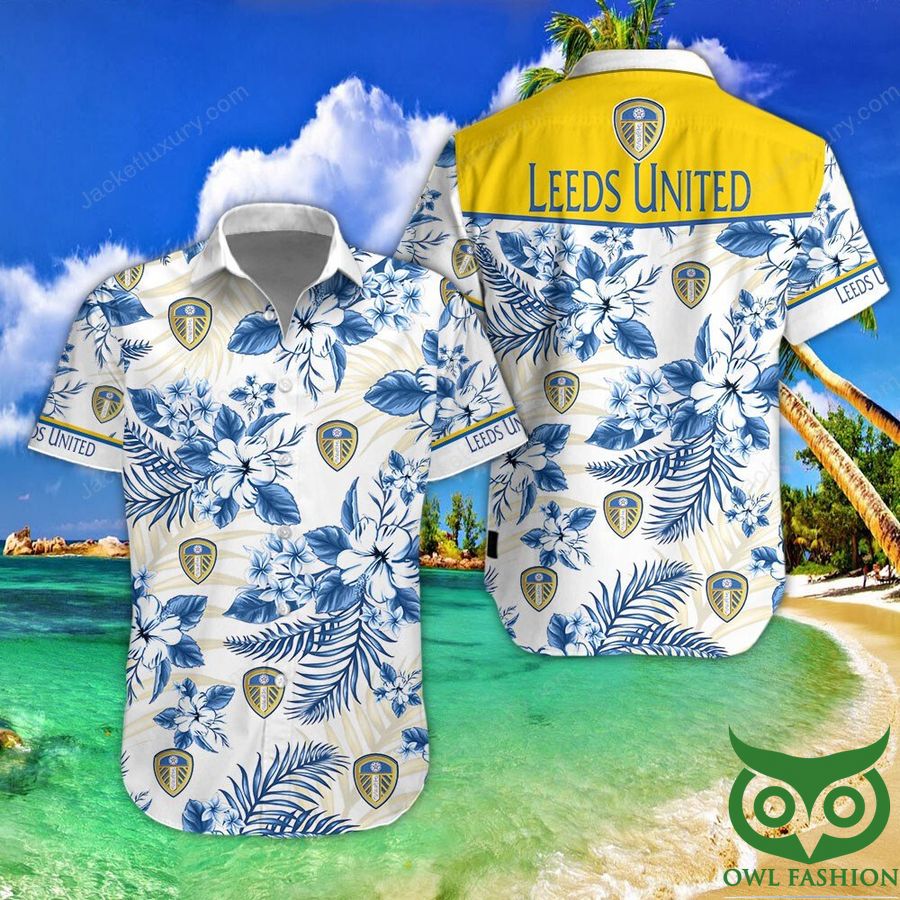 36 Leeds United F.C Yellow Blue White Hawaiian Shirt