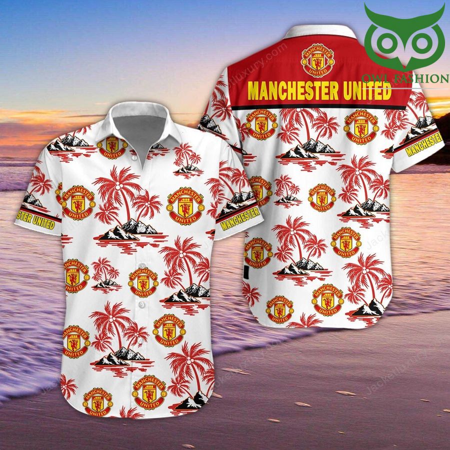 2 Manchester United red palm trees Hawaiian shirt