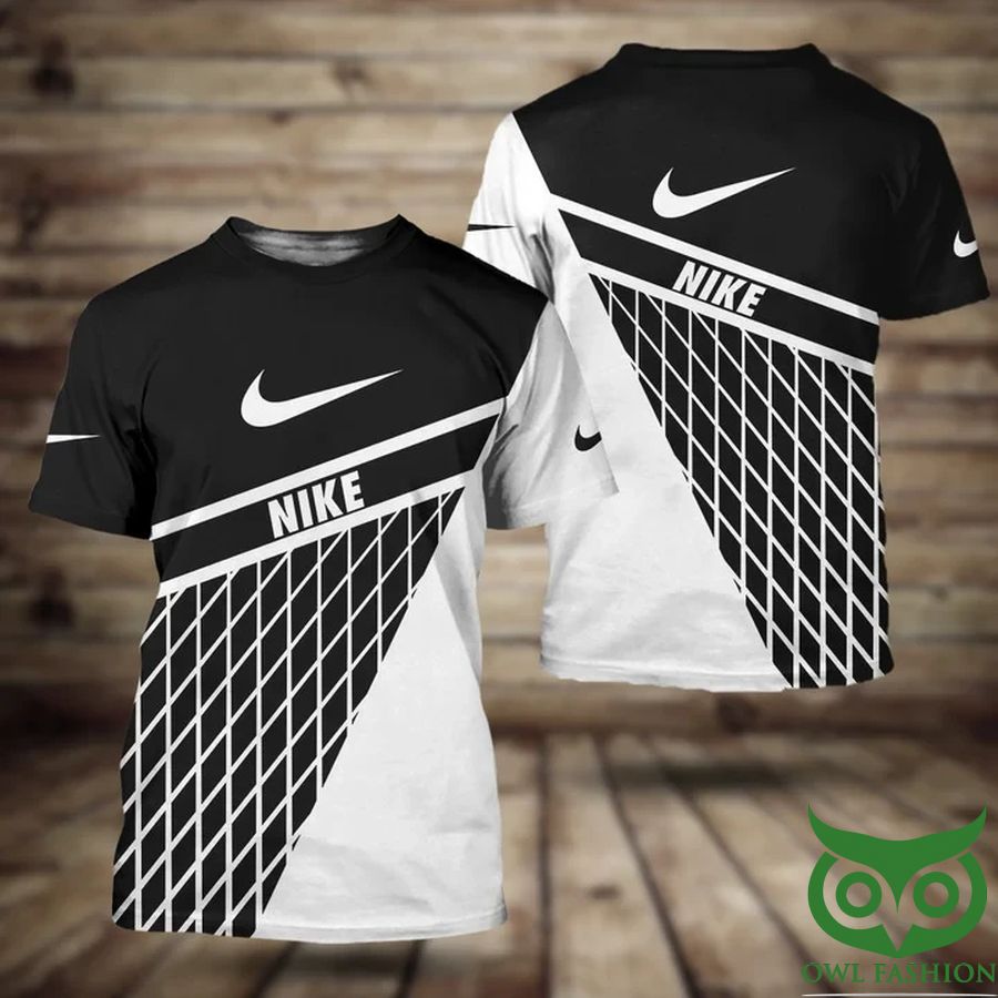 32 Luxury Nike Net Pattern White and Black 3D T shirt