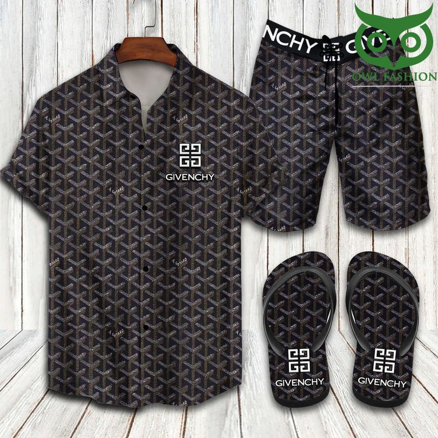 302 GIVENCHY luxury brand Hawaiian shirt shorts flipflops