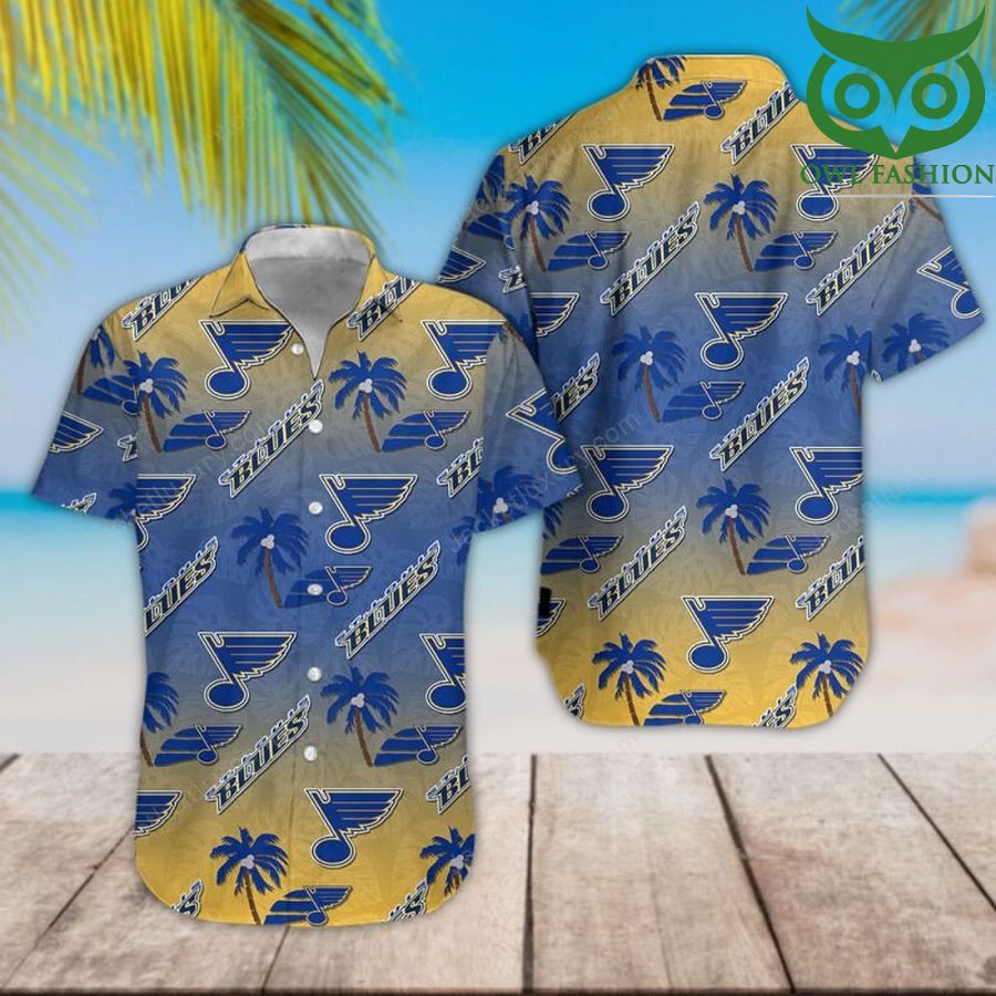 171 NHL St Louis Blues classic colored palm trees tropical Hawaiian shirt