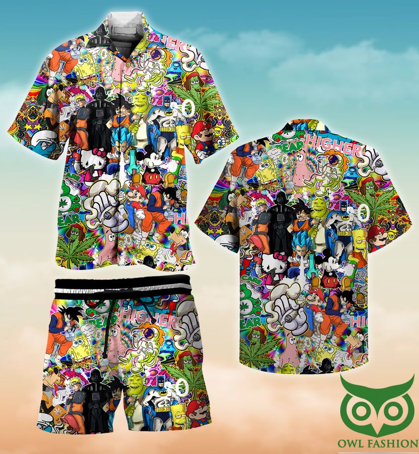 94 Cartoon Character Colorful Hawaiian Shirt Short