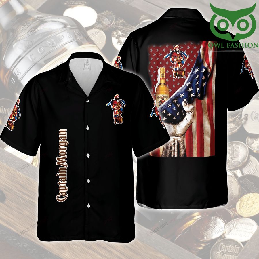 104 Captain Morgan holding American flag Hawaii 3D Shirt