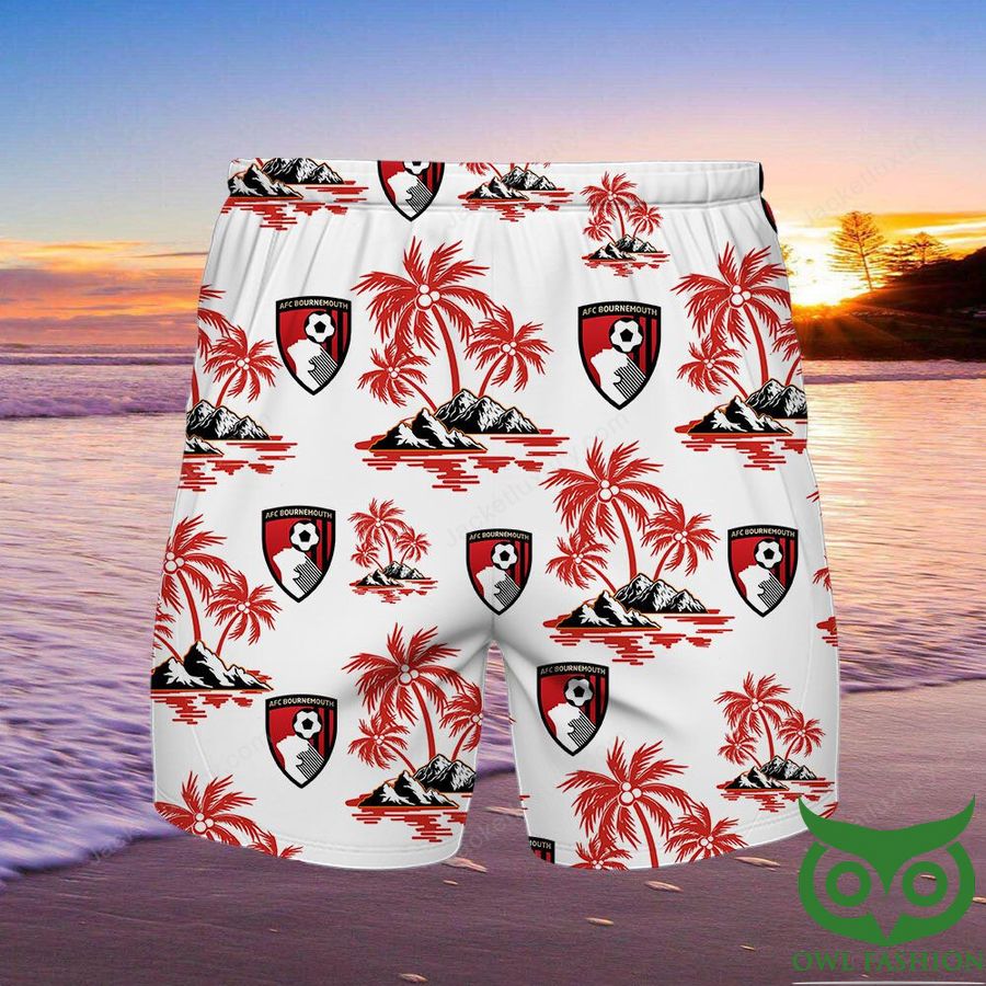 3 A.F.C. Bournemouth Red and White Hawaiian Shirt