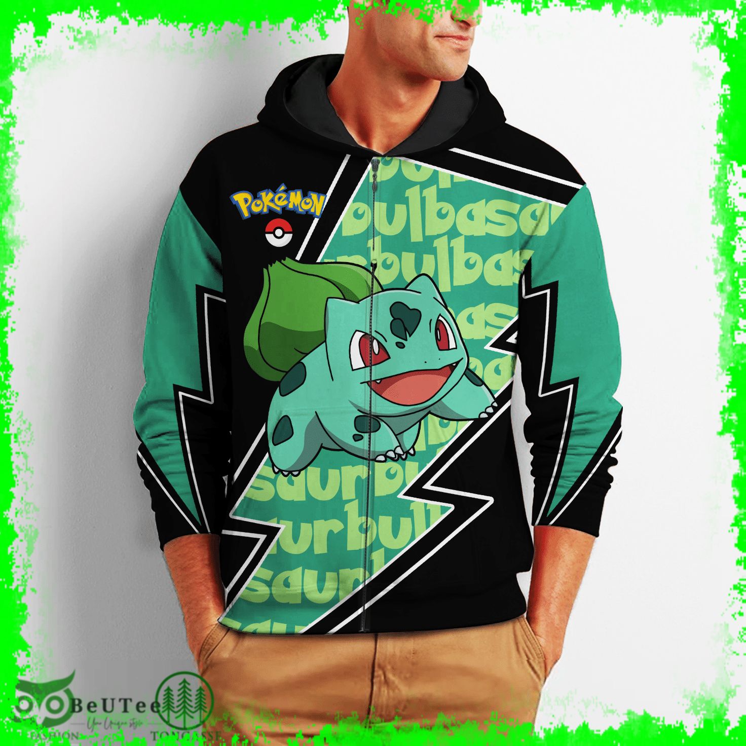 152 Bulbasaur Zip Hoodie Costume Pokemon Shirt Ugly Sweater