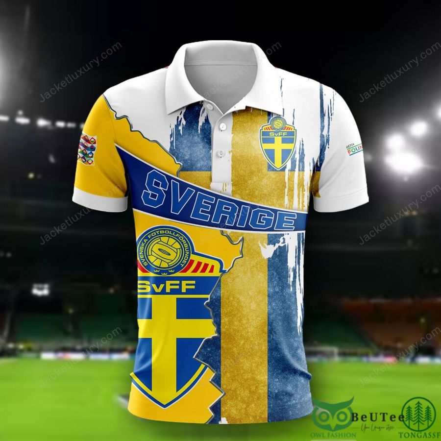 26 Sweden national Euro football Blue Yellow 3D Polo T shirt Hoodie
