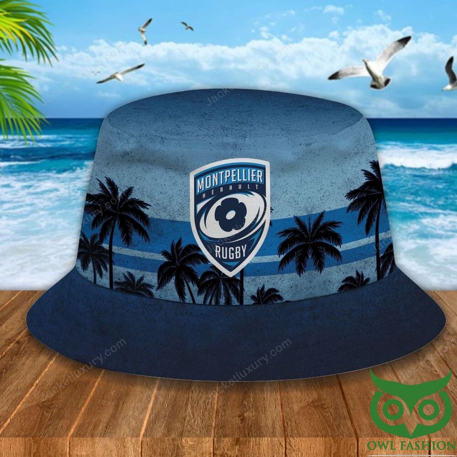 Montpellier Herault Rugby Palm Tree Blue Bucket Hat