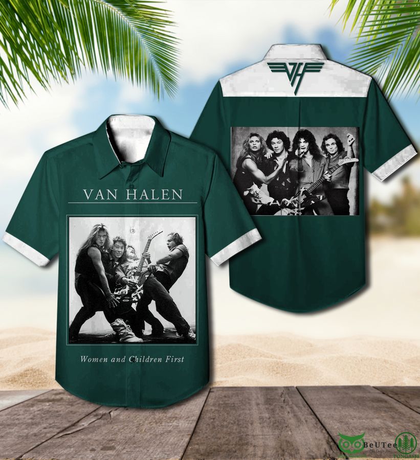 Van Halen WOMEN AND CHILDREN FIRST Hawaiian shirt