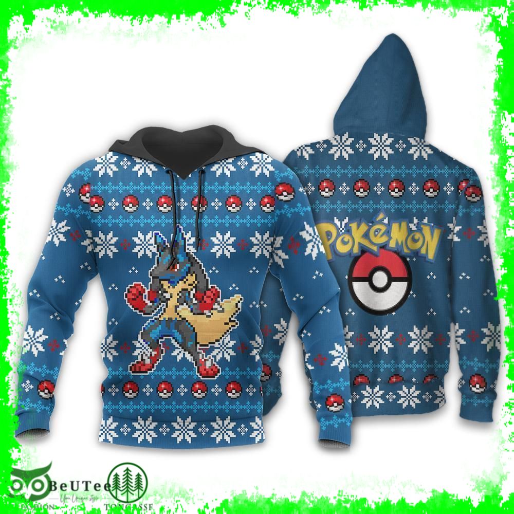 Pokemon Ugly Christmas Sweater Lucario Xmas Gift Ugly Sweater