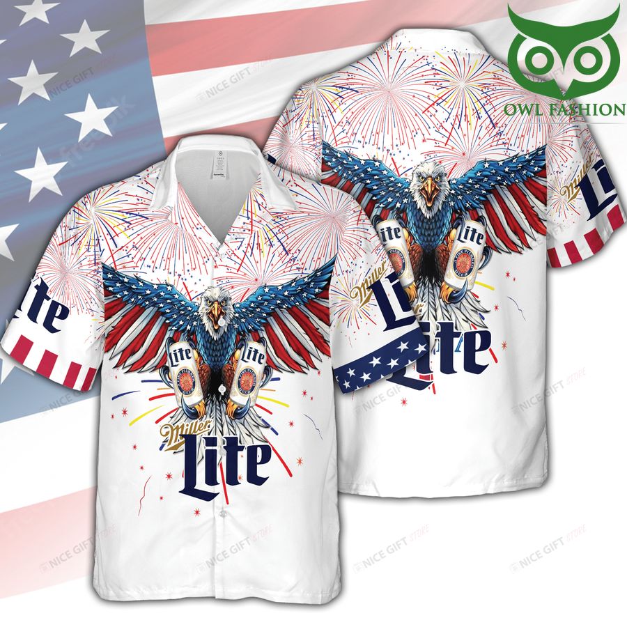 Miller Lite American feeling tropical 3D Hawaiian shirt for summer