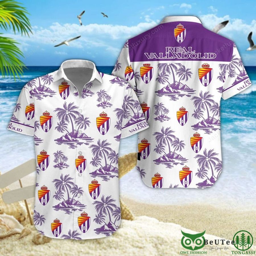 Real Valladolid Laliga Purple Coconut Hawaiian Shirt
