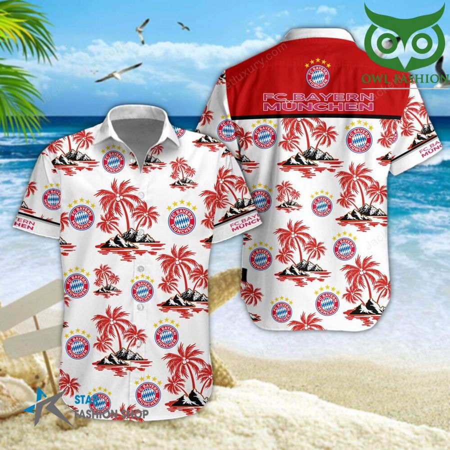 FC Bayern Munchen palm trees on the beach 3D aloha Hawaiian shirt