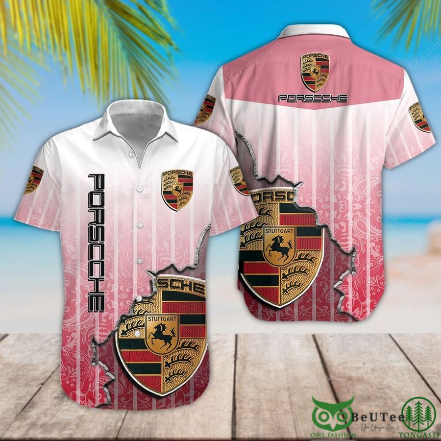 Porsche Pink Pattern Hawaiian Shirt