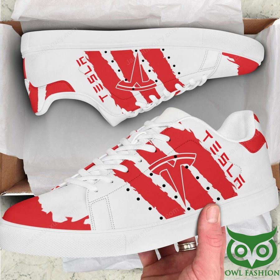 Tesla White and Red Stan Smith