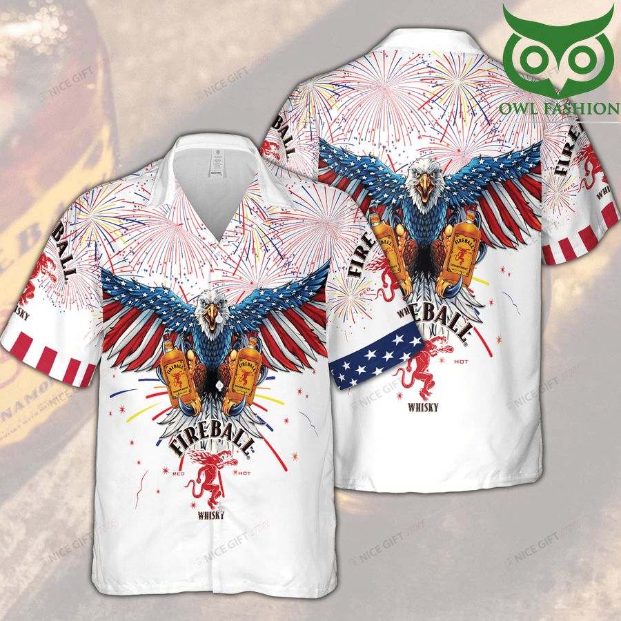 15 Fireball Whisky American feeling aloha 3D Hawaiian shirt for summer 1