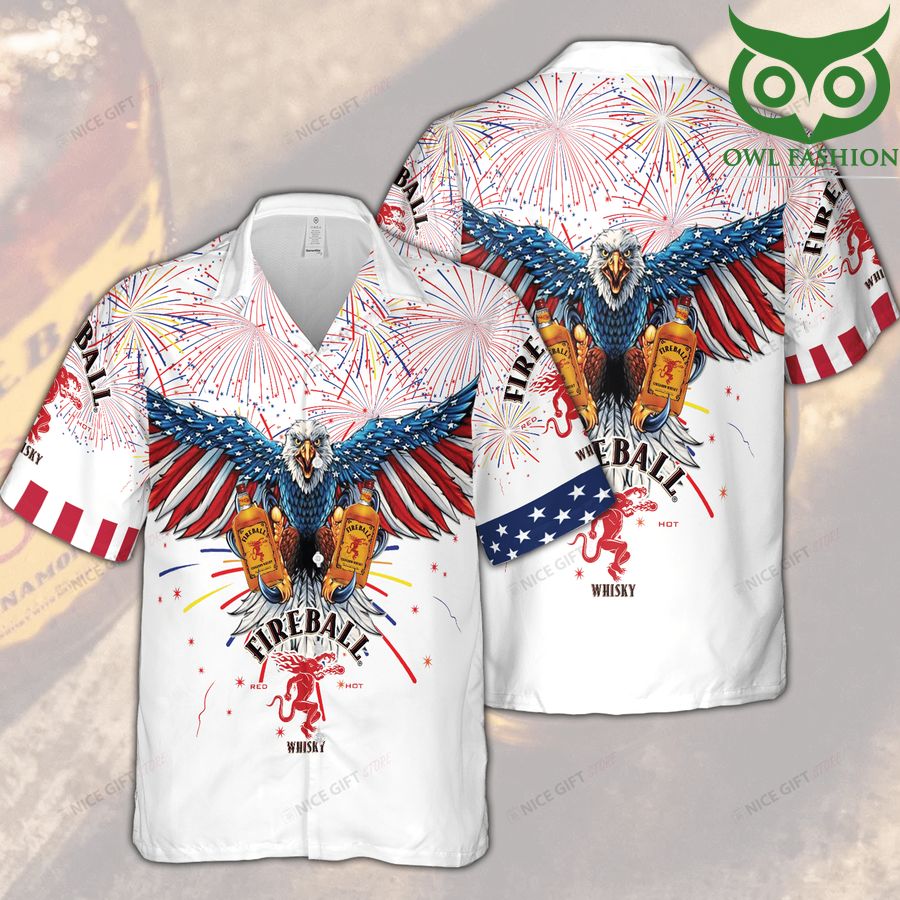 Fireball Whisky American feeling aloha 3D Hawaiian shirt for summer