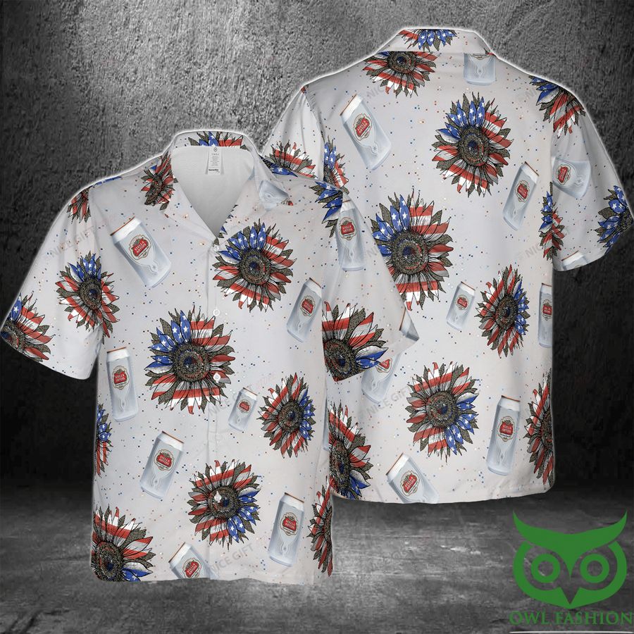 Stella Artois Sunflowered Red White Blue 4th Of July 3D Hawaiian Shirt