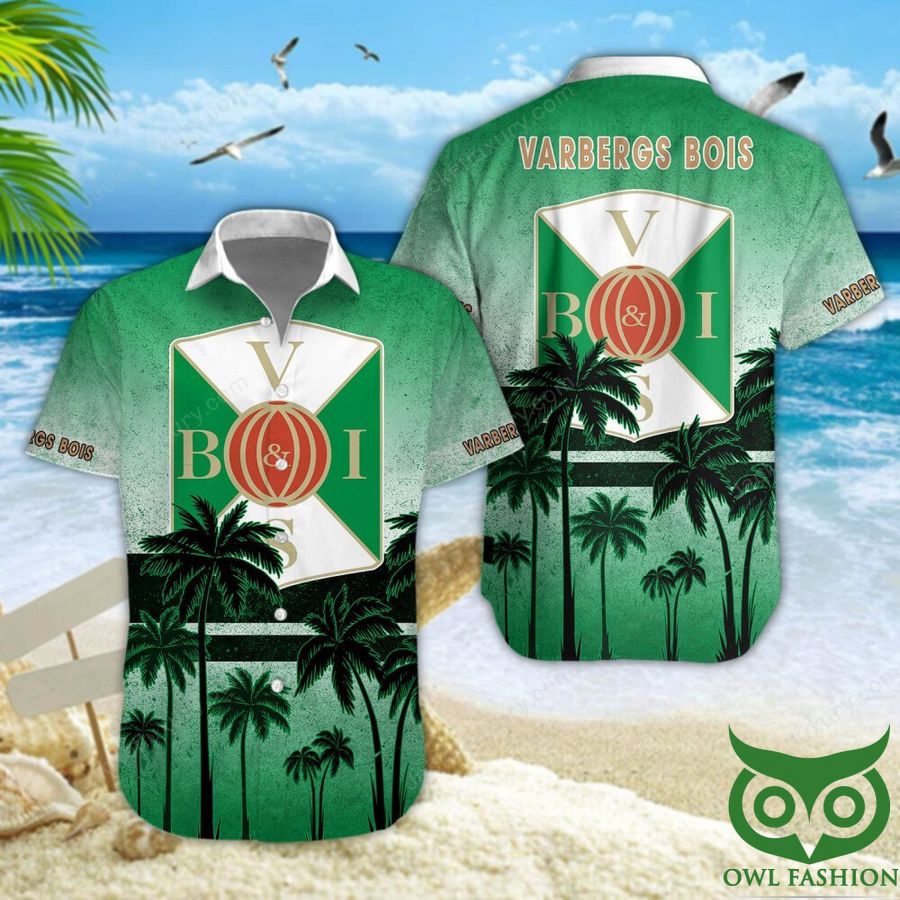 Varbergs BoIS Palm Tree Green Logo Hawaiian Shirt