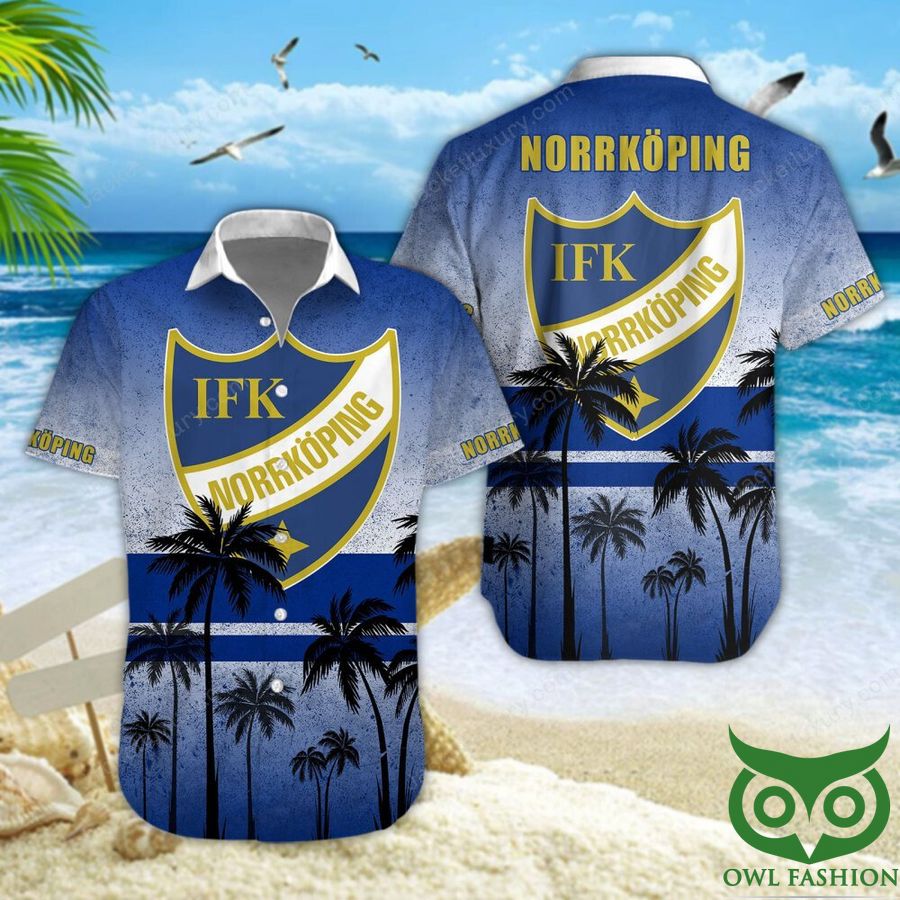 IFK Norrköping Palm Tree Blue Logo Hawaiian Shirt