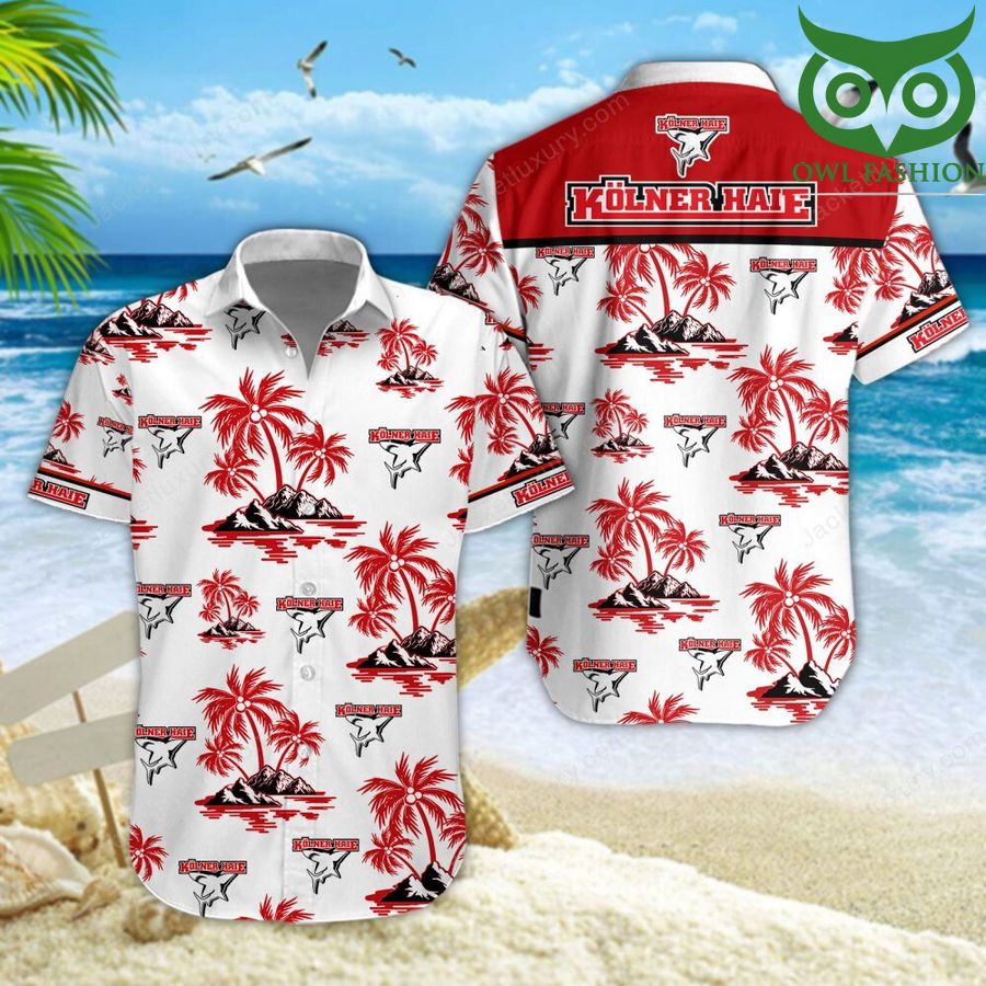 Kolner Haie Champion Leagues aloha summer tropical Hawaiian shirt button up