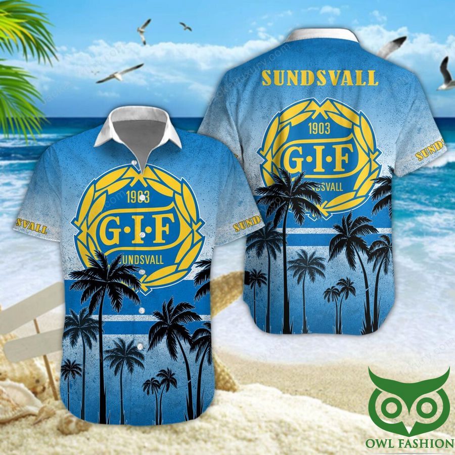 GIF Sundsvall Palm Tree Blue Logo Hawaiian Shirt