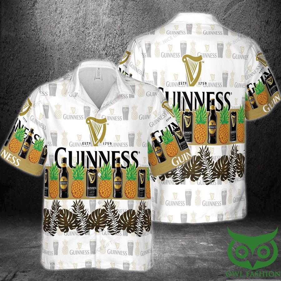 Guinness Pineapple Brown Leaf Hawaii 3D Shirt