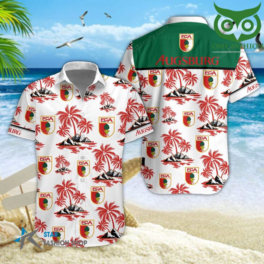 19 FC Augsburg palm trees on the beach 3D aloha Hawaiian shirt