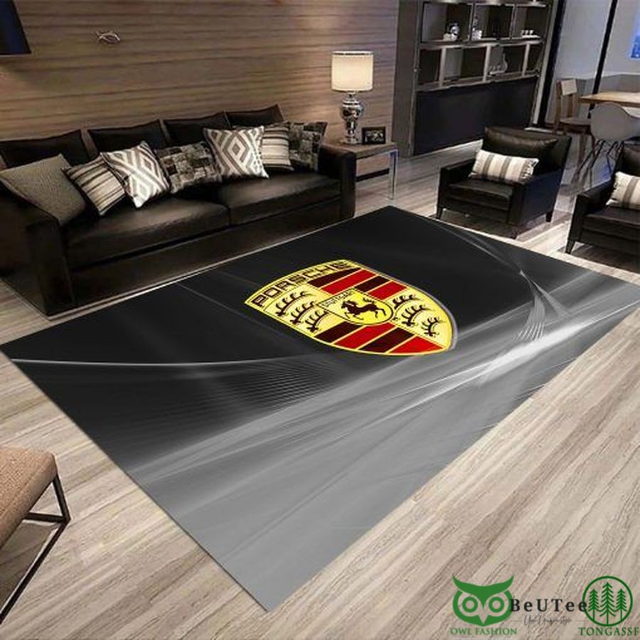 Limited Edition Porsche Logo Gray Gradient Carpet Rug