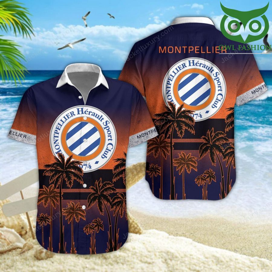 Montpellier HSC palm trees on the beach 3D aloha Hawaiian shirt