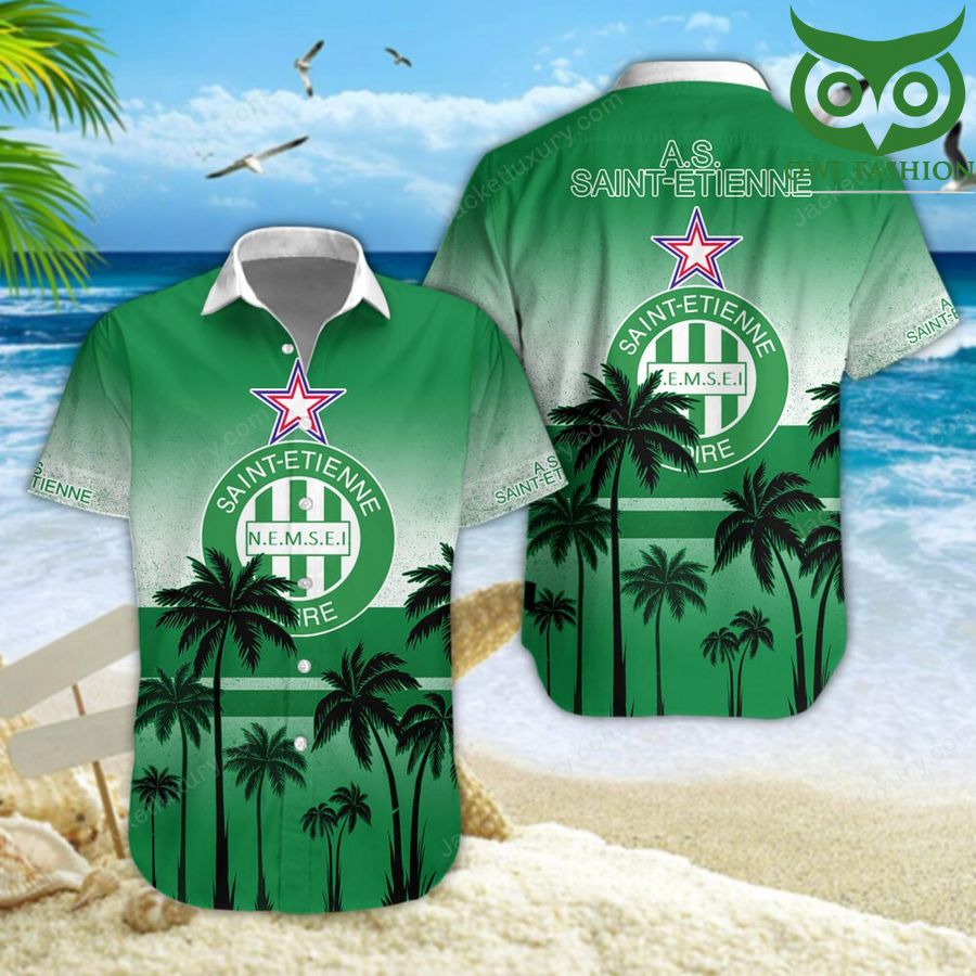 AS Saint-Étienne Champion Leagues aloha summer tropical Hawaiian shirt short sleeves