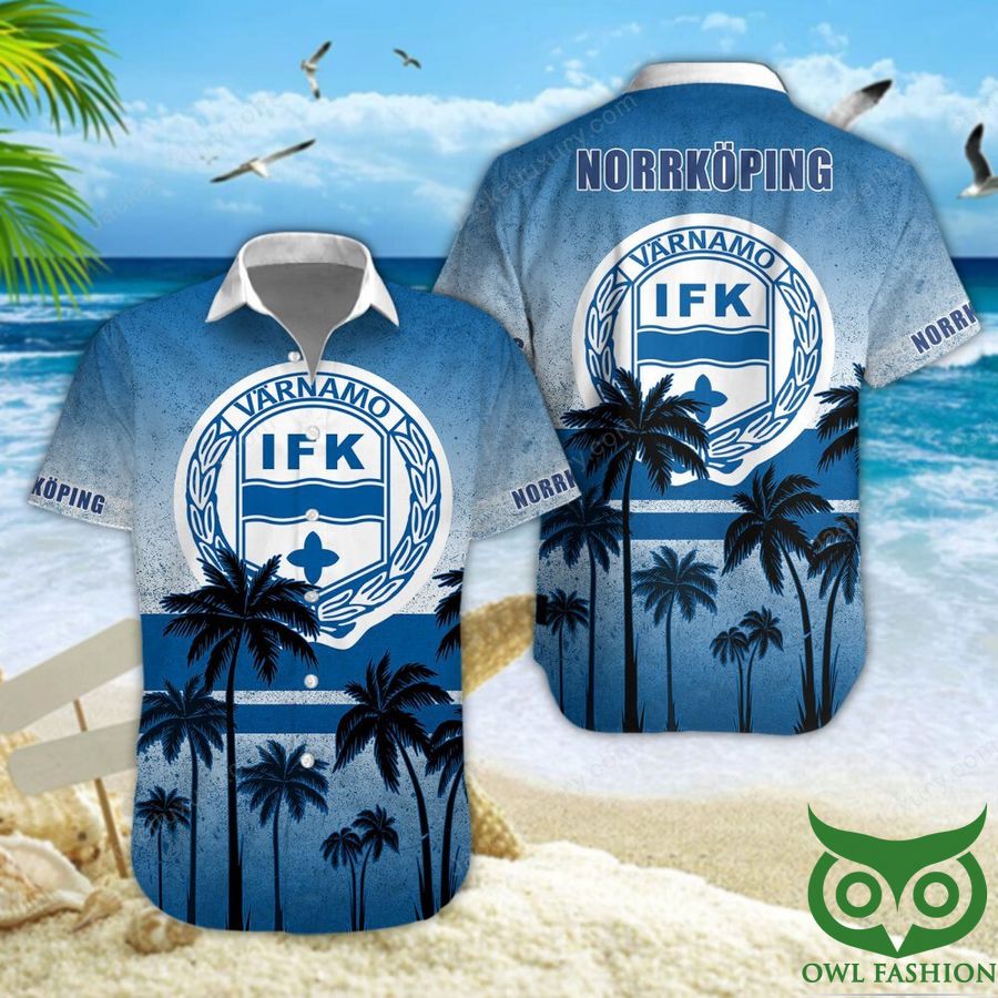 IFK Värnamo Palm Tree Blue Logo Hawaiian Shirt