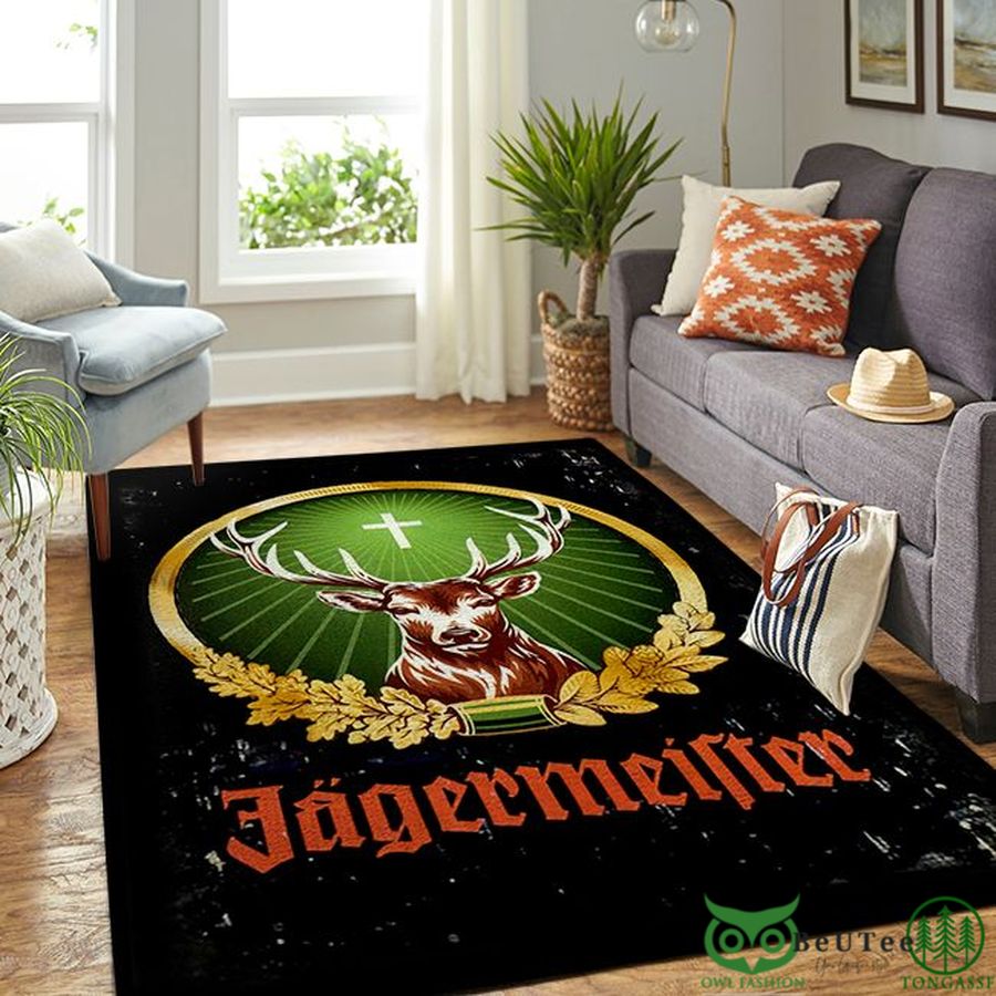 Jagermeister Logo Deer Black Carpet Rug