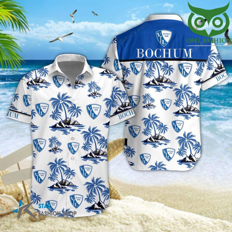 VfL Bochum palm trees on the beach 3D aloha Hawaiian shirt