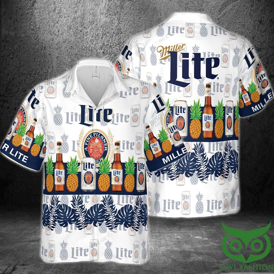 Miller Lite Pineapple Blue Leaf Hawaii 3D Shirt