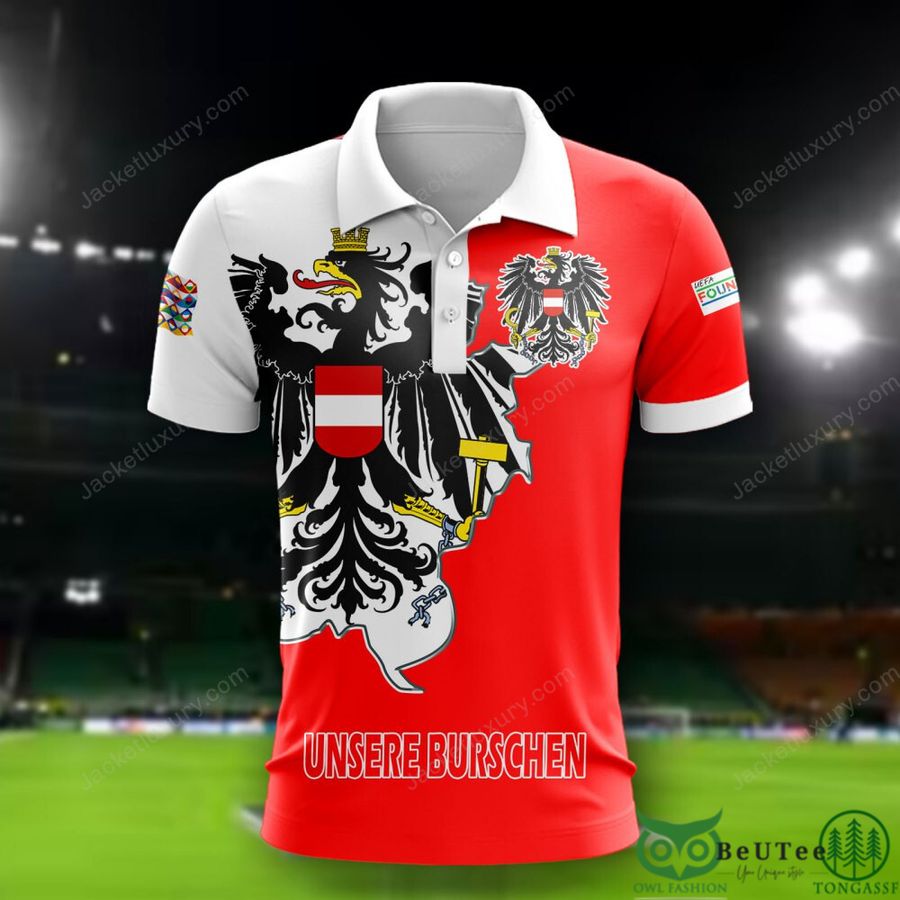 Austria National Euro Football 3D Polo T-shirt Hoodie