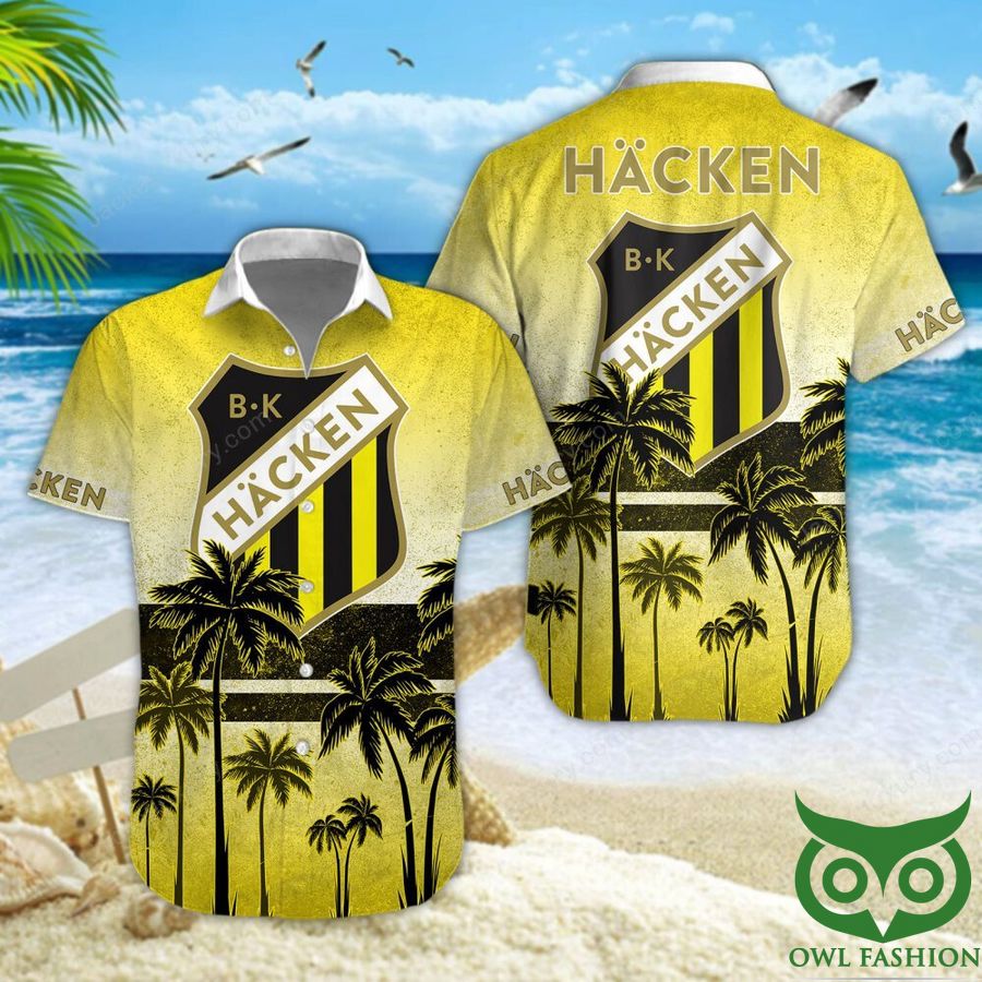 Boldklubben Häcken Palm Tree Yellow Logo Hawaiian Shirt