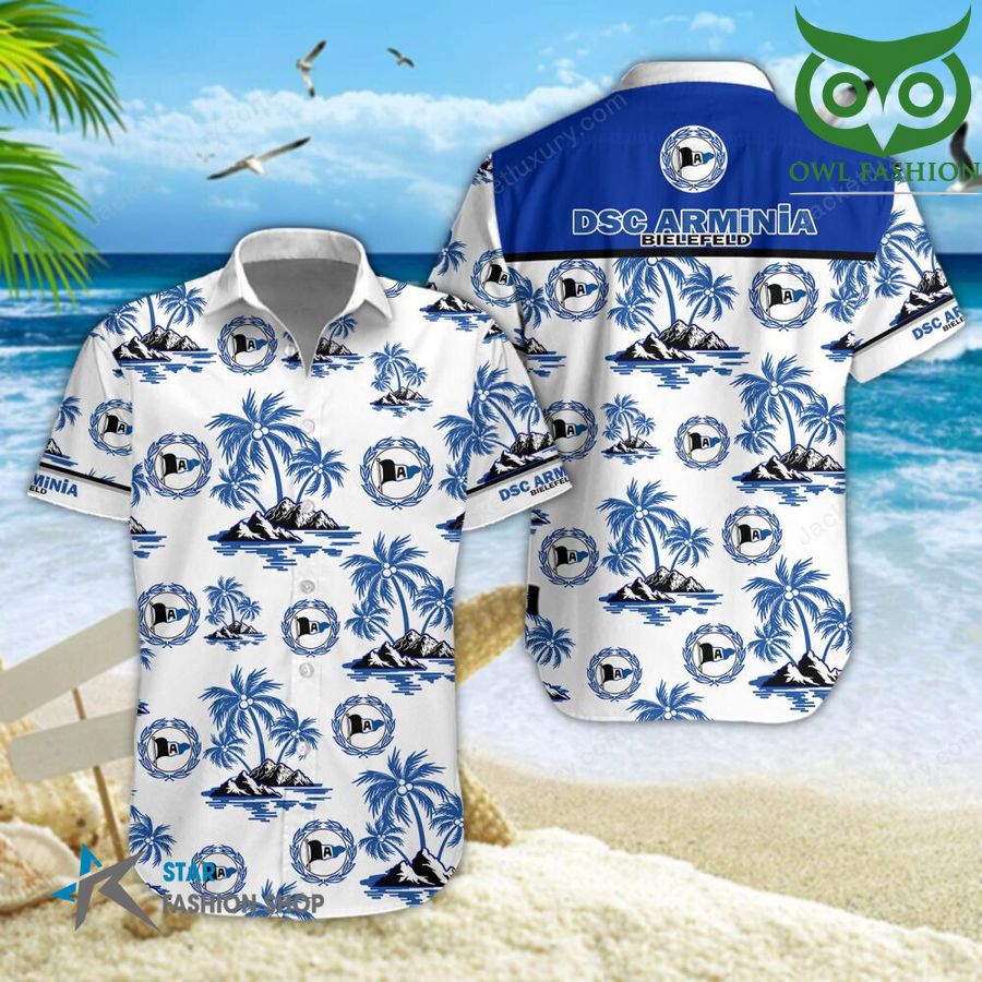 DSC Arminia Bielefeld palm trees on the beach 3D aloha Hawaiian shirt